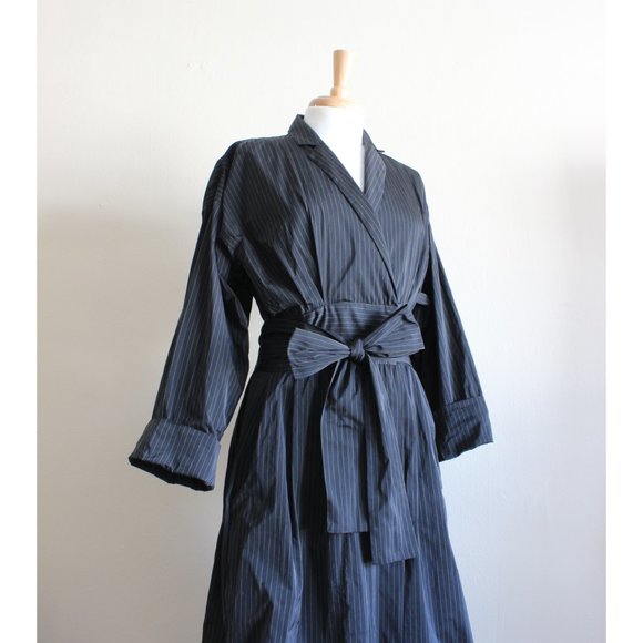 Odeeh Belted Pinstripe Wrap Dress - Picture 8 of 16